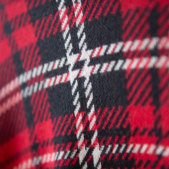 Lands' End Plaid Tartan Open Front Knit Cotton Cardigan - Picture 6 of 10